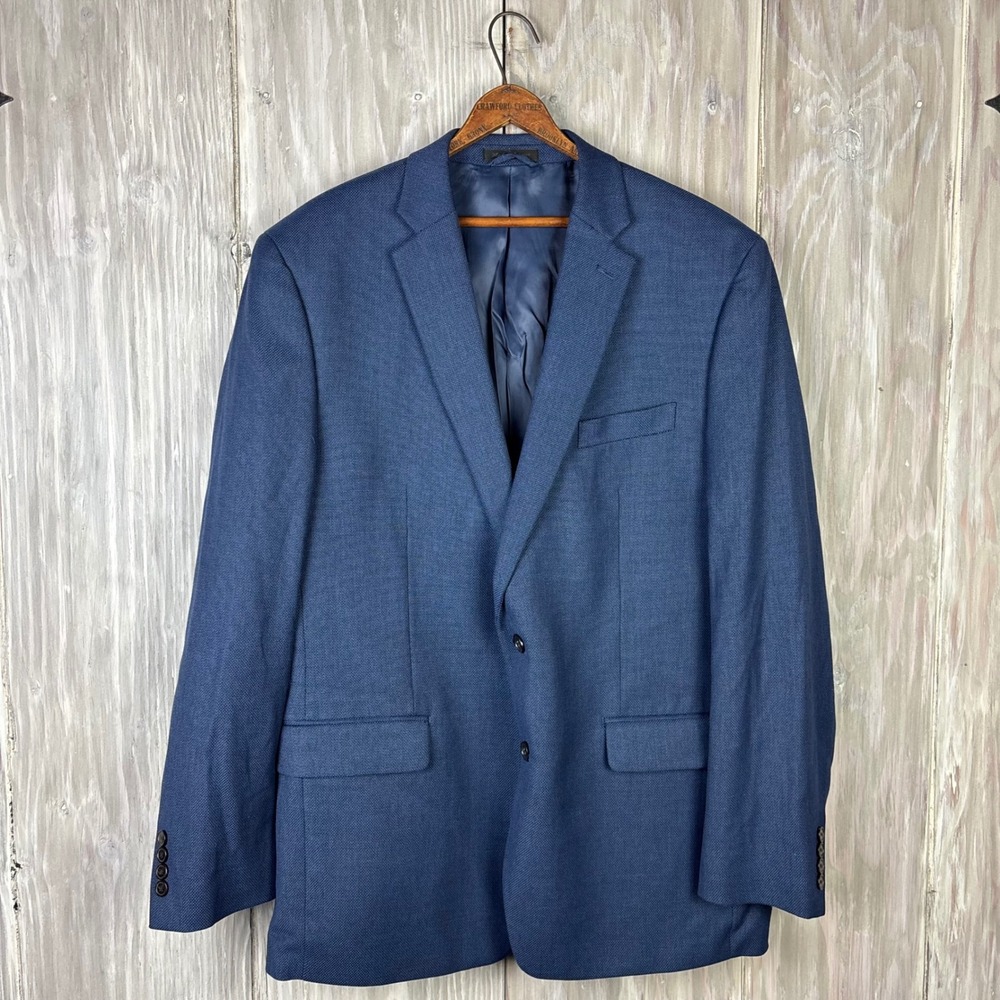 Ralph Lauren Blazer Mens Blue Textured Two Button Sport Coat Jacket Black Label